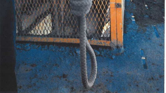A noose left at Pinto Valley Mining's Arizona work site.