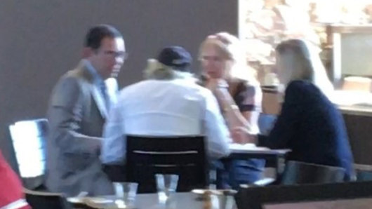 IBAC investigators secretly took this picture of City of Casey councillor Sam Aziz, developer John Woodman, Liberal-linked lobbyist Lorraine Wreford and planning consultant Megan Schutz at the Sandhurst club on March 22, 2018. 