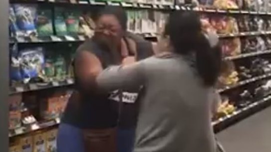Footage of the women allegedly fighting over toilet paper at the Woolworths in Chullora on Saturday.