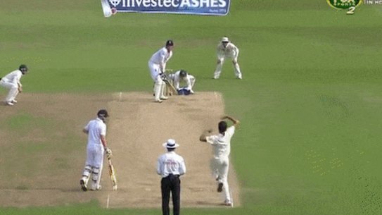 Stuart Broad stands his ground against Australia in 2013.