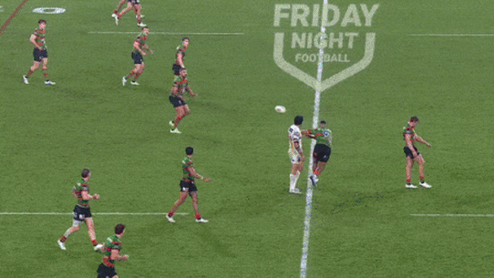 Latrell Mitchell’s 49-metre field goal against the Broncos.