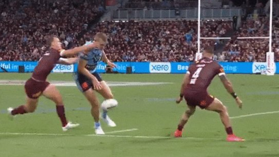Tom Trbojevic sets up a try for Latrell Mitchell