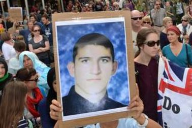 A picture of Reza Berati at a rally for asylum seekers’ rights.