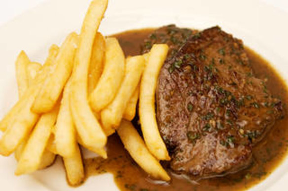 A good old-fashioned steak diane with chips.