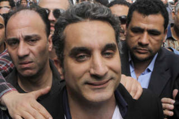 Egyptian-American comedian Bassem Youssef (centre) is scheduled to tour Australia this year.