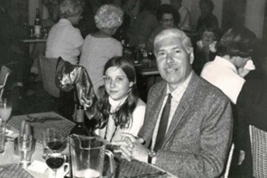 Jacoby as a young girl with her father, Phillip, who escaped to Australia from Germany just before World War II.