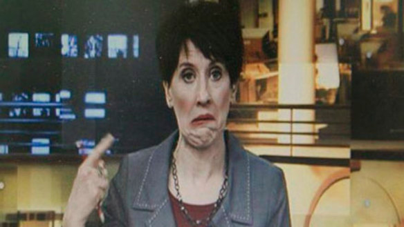 Virginia Trioli was caught out when the cameras cut back to her early after a Barnaby Joyce interview was aired.