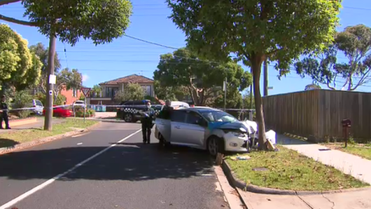 Police at the scene of the crash in Burwood on Tuesday.