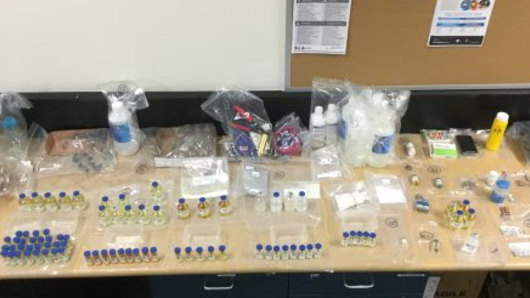 The illegal steroids were seized in an early morning raid.