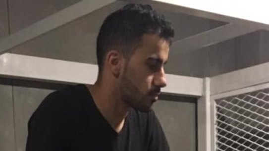 Hakeem AlAraibi in immigration detention at Bangkok's Suvarnabhumi Airport.