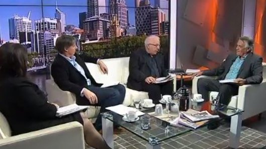 Barrie Cassidy and his guest pundits on the set of <i>Insiders</i>.