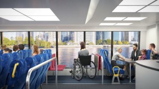 The ground floor of the new CityCat has near floor-to-ceiling glass in the central section.