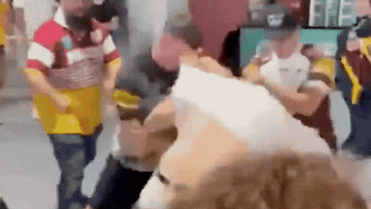 The post-match brawl at Suncorp Stadium after the Broncos lost to the Panthers on March 6.