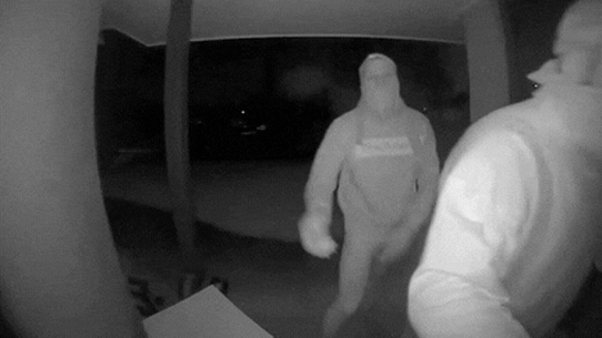 Police have released vision of two men as part of investigations into a man who received a gunshot wound to his elbow.