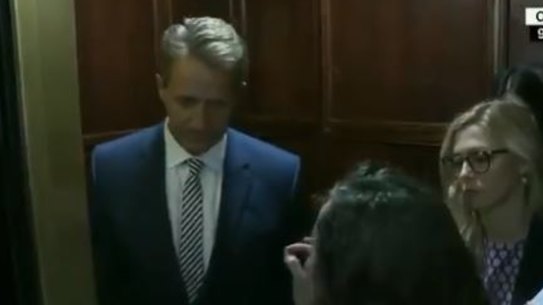 'Look at me:' sexual assault survivor corners senator in lift