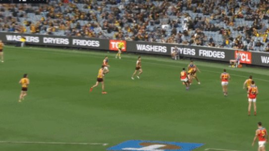 Hugh McCluggage was knocked out after this tackle from James Sicily.