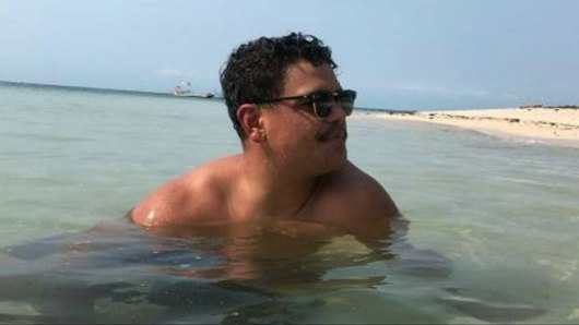 Latrell Mitchell relaxes on the Great Barrier Reef last year, as he contemplated his future.