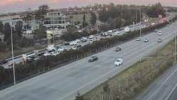 Southbound congestion in Yatala about 5.15pm following the crash in Upper Coomera.