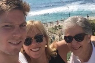 Toby Greene with his mum Kate and grandmother Jill. 