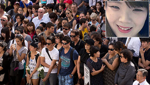 Crowds gathered at a memorial ceremony for Eunji Ban in 2013.