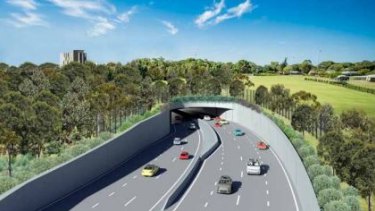 An artist's impression of the entrance to the first stage of the F6 Extension at President Avenue at Kogarah.