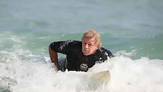 Surfing legend Wayne Bartholomew at Snapper Rocks in Coolangatta on the Gold Coast.