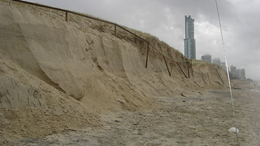 Erosion of a Gold Coast beach is seen in a photograph taken by Gold Coast City Council.