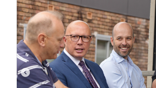 Matt Daniel, Peter Dutton and Simon Kennedy in Sydney.