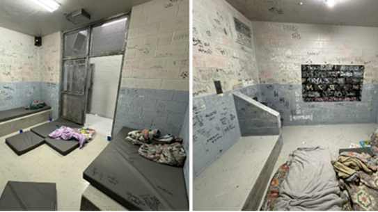 Accommodation cells in the Boys’ unit at the Cairns watch-house taken from the ‘Cairns and Murgon watch‑houses inspection report’ delivered September, 2024. 
