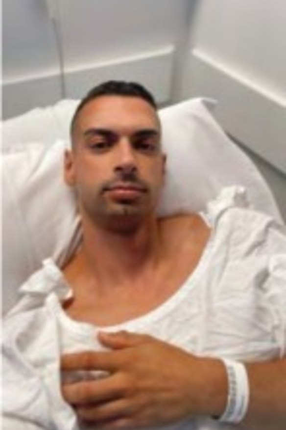 A photo Beau Lamarre-Condon texted a friend after day surgery in December 2023.