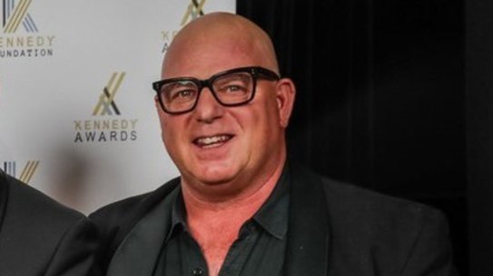 Mark Llewellyn. (right) with Seven’s Spotlight team at an awards function in 2022. From the left is John Varga, Taylor Auerbach and Michael Usher.