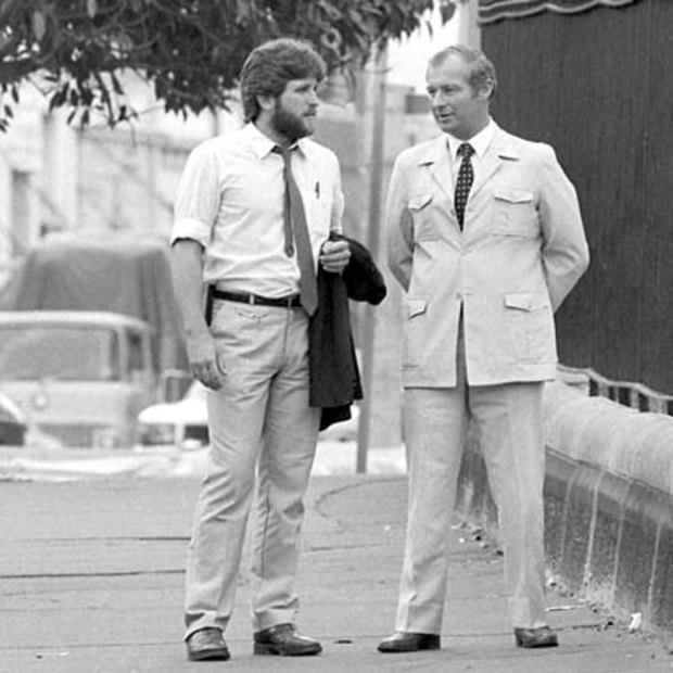 Neil Mercer and Roger Rogerson in Darlinghurst in December 1982.