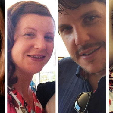 Left to right: Sydney mother Cindy Low, and Canberra visitors Kate Goodchild, her brother Luke Dorsett, and his partner Roozi Araghi were all killed at Dreamworld in 2016.
