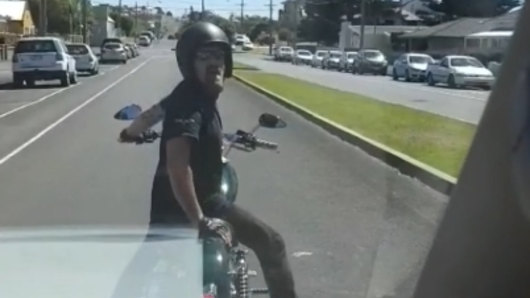 Police are investigating a road rage incident in Warrnambool last week where a male motorcycle rider followed the victim, driving a work van, before he yelled abuse and spat in the victim’s face. 