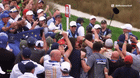 Golf star Rory McIlroy almost came to blows with the rowdy American crowd after a Ryder Cup fan appeared to throw a beer at his wife. GIF