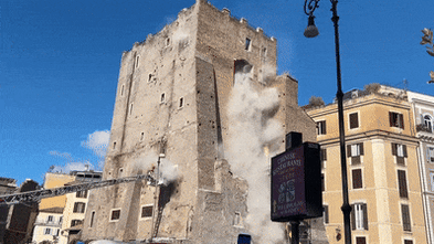 Medieval tower in Rome partially collapses, trapping worker