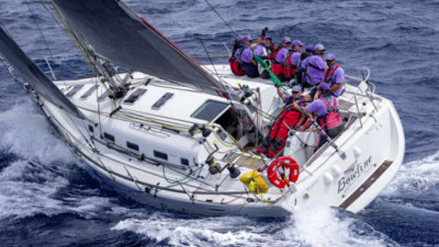 A crew member on Bowline (pictured) has died after being struck by a sail boom.