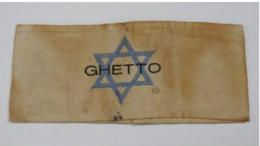 A World War II Star of David armband worn by Jews in Nazi ghettos. It is estimated to be worth up to $500.
