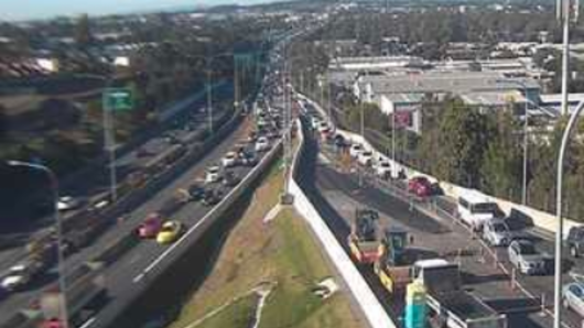 Traffic banked up in the northbound lanes of the Centenary Motorway.