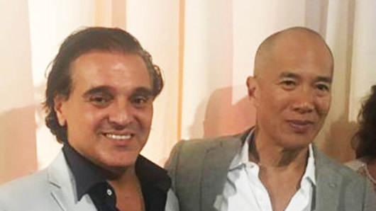 Carlo LoGiudice (left) with neurosurgeon Charlie Teo. 