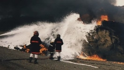 Aviation rescue and firefighting training exercises involving toxic foam in 1998.