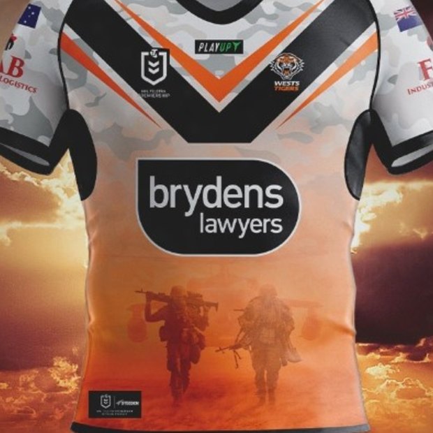 The Wests Tigers’ original Anzac jersey design featured a stock image of American soldiers.