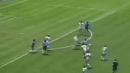 Diego Maradona’s infamous Hand of God goal against England at the 1986 World Cup.