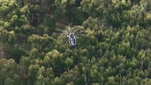 A helicopter searches for missing 11-year-old boy Walter Adams near his family's home.