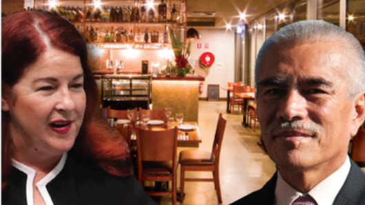 The exchange between Environment Minister Melissa Price and former Kiribati president Anote Tong occurred in a Canberra Italian restaurant. 