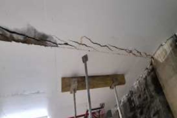 Damage in the basement of the Skyview development in Castle Hill.