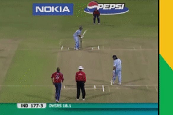 The second delivery which Yuvraj Singh sent over the boundary.