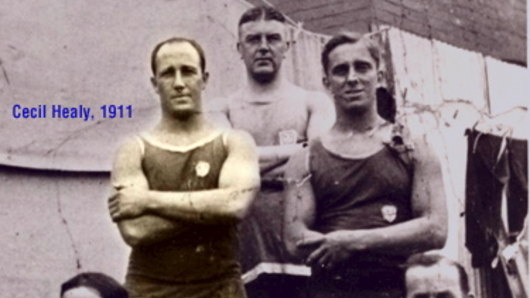 Halcyon days: Cecil Healy with Manly Surf Club in 1911. 