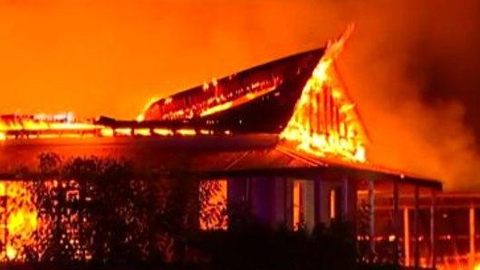 Two buildings were destroyed when a blaze ripped through north of Bundaberg overnight. 