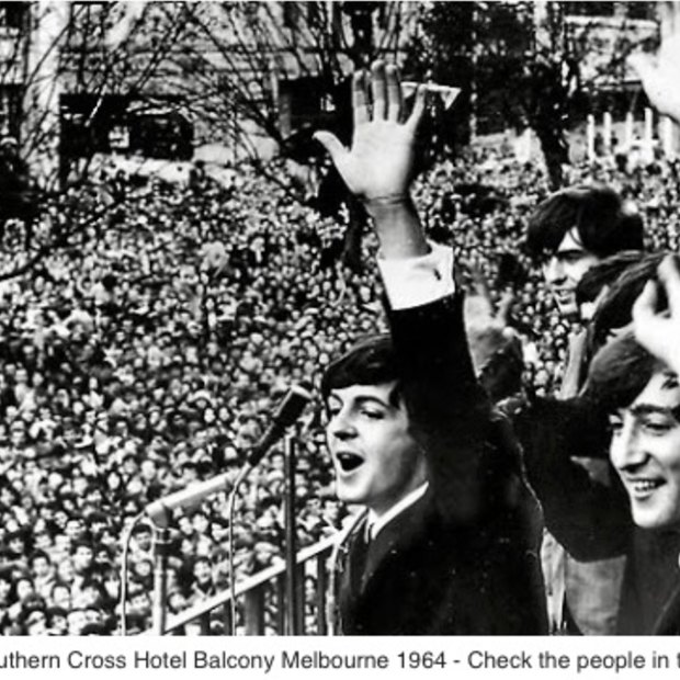 In order to greet The Beatles at Melbourne's Southern Cross Hotel on Swanston Street in June 1964, many fans climbed into the trees.
